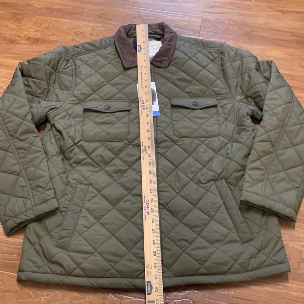 NWT Weatherproof Quilted Olive Green Men's Jacket with Contrast Collar - Picture 2 of 6